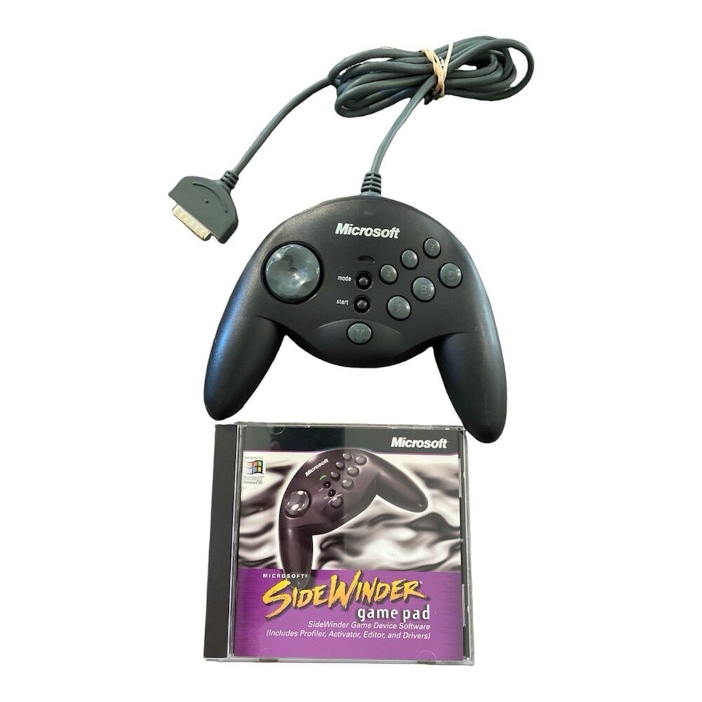 Microsoft SideWinder Game Pad Vintage PC USB Controller w/ Disc Software EUC